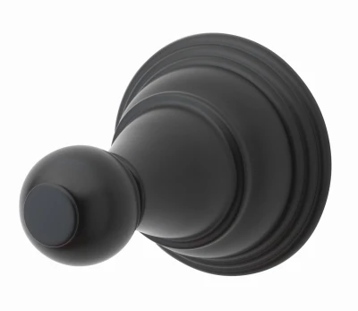 Vintage Robe Hook In Matte Black - Brass Base And Zinc Post