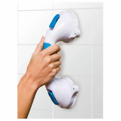 Suction Cup Bathtub Grab Bar, White, 12 In.