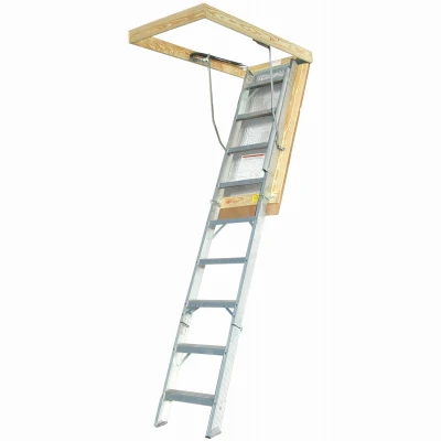 Folding Attic Stairway Ladder, Aluminum, R-5 Insulation, 30 X 54-in. Opening