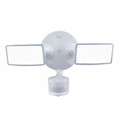 Halo Motion-Activated LED Floodlight, Squared Twin Fixture, Selectable Brightness, Aluminum, White