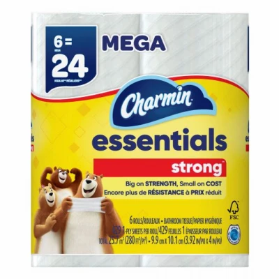 Essentials Strong Toilet Paper, 429 Sheets Per Mega Roll, 6-Rolls