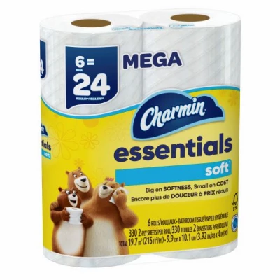 Essentials Soft Toilet Paper, 330 Sheets Per Mega Roll, 6-Rolls