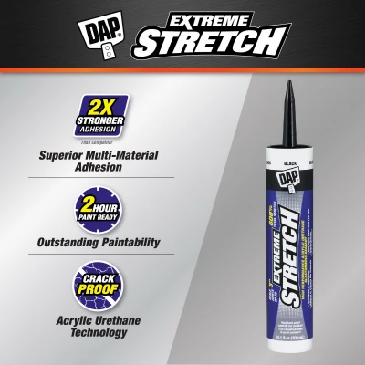 Extreme Stretch Premium Urethanized Black Sealant, 10.1 Ounce Tube