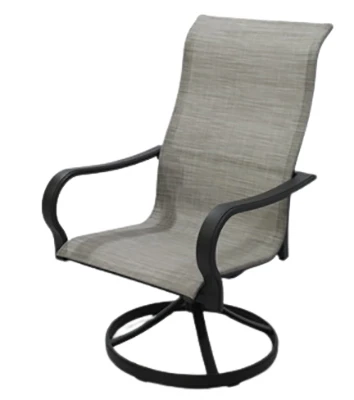 Palermo Swivel Rocker Dining Chair With Sling Fabric And Gray Aluminum Frame