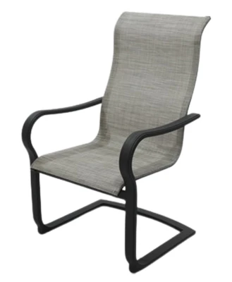 Palermo C-spring Dining Chair With Sling Fabric And Gray Aluminum Frame