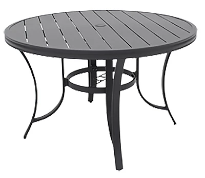 Palermo Slat-Top Dining Table, Gray Aluminum, 48 In. Round