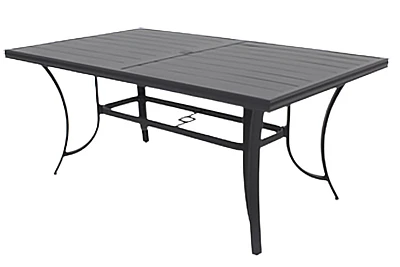 Palermo Slat-Top Dining Table Gray Aluminum 40 by 68 Inches