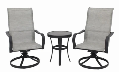 Palermo 3-piece Aluminum Bistro Set With Swivel Rockers And 20-inch Table