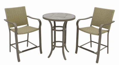 Amalfi 3-piece Balcony-height Dining Set With Steel Frame Chairs And 28-inch Table