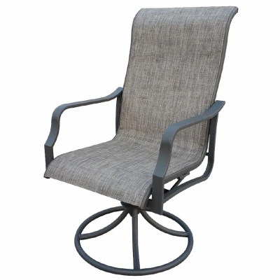 Tuscany Six-Piece Swivel Rocker Chair Set with Aluminum Frame and Sling Fabric
