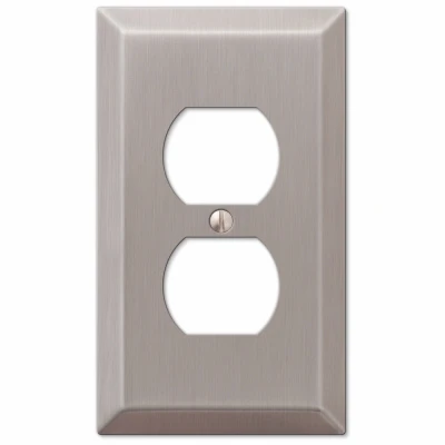 Century Outlet Wall Plate, Brushed Nickel, Steel, 1 Duplex