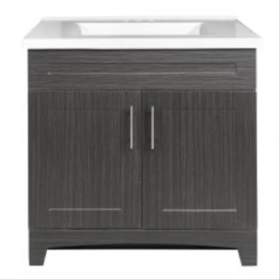 Shaker Vanity Combo, Moderno Grigio & White Marble Top, 30 In. Wide