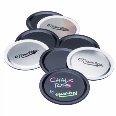 Chalk Tops Blackboard Labelling Lids, Wide-Mouth Mason Jars, 8-Pk.