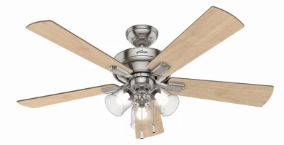 Crestfield Ceiling Fan, 3 LED Lights, Brushed Nickel, 52-In.