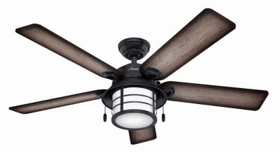 Key Biscayne Outdoor Ceiling Fan, Light Kit, Weathered Zinc, 54-In.