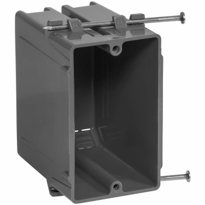 1 Gang New Work Standard Switch & Outlet Wall Electrical Box, Gray PVC, 18 Cu. In.