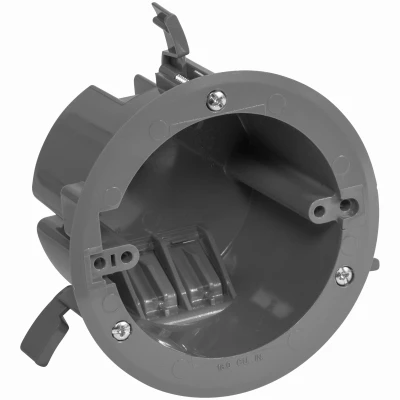 1 Gang Old Work Round Ceiling Electrical Box, Gray PVC, 18 Cu. In.