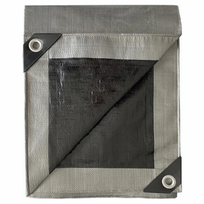 Storage Tarp Cover, Silver/Black Polyethylene, 6 x 8-Ft.