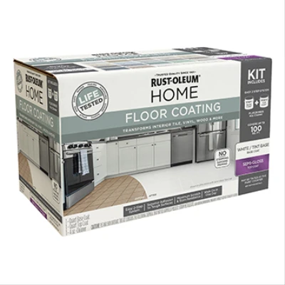 HOME All In-one Floor Coating 2-Step Kit, Ultra White Semi-Gloss Base + Top Coat, 1 Qt. Each