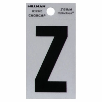 Adhesive House Address Letter Z, Reflective Vinyl, Black and Silver, 2-In.