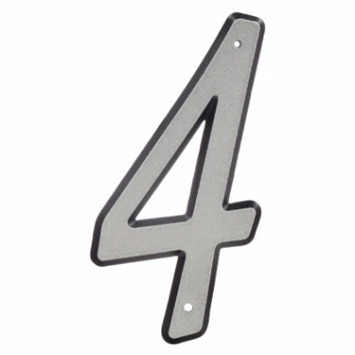 House Address Number 4, Nail-On, Reflective Plastic, 4-In.