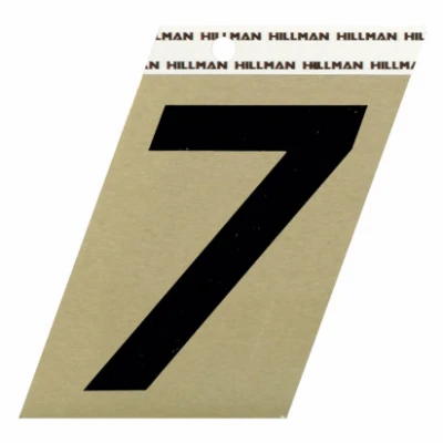 Relective Adhesive Angle-Cut House Address Number 7, Black and Gold Aluminum, 3-In.
