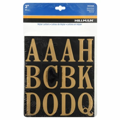 Adhesive House Address Letter Pack, Black and Gold Vinyl, 2-In.