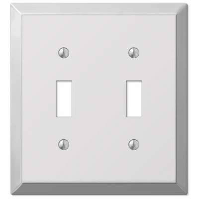 Century Wall Plate, Polished Chrome, Steel, 2 Toggle