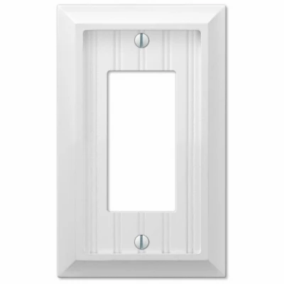 White Faux Wood Cottage Style Wall Plate with One Rocker Switch Opening