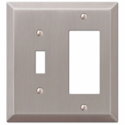 Century Wall Plate, Brushed Nickel, Steel, 1 Toggle/ 1 Rocker