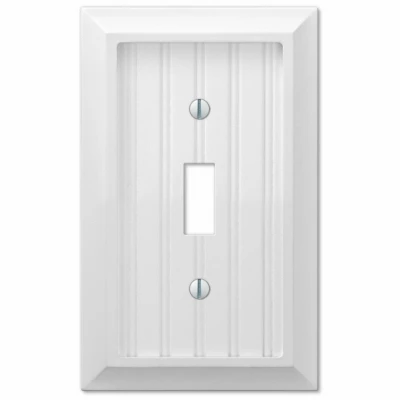 White Faux Wood Cottage Style Wall Plate with One Toggle Opening
