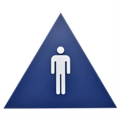 Men's Restroom Sign, California ADA Compliant Triangle, 12 x 10-In.
