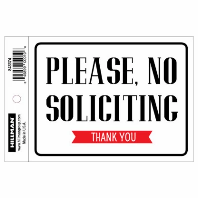 No Soliciting Sign, 4 x 6-In.