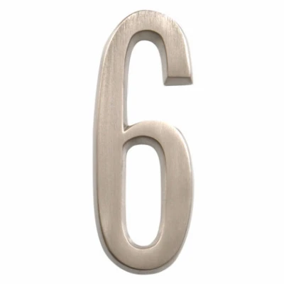 Distinctions Adhesive House Address Number 6, Nickel, 4-In.