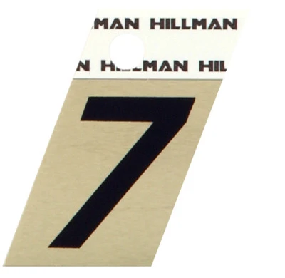 Adhesive Angle-Cut House Address Number 7, Black and Gold Vinyl, 1.5-In.