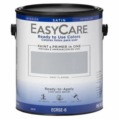 Ready To Use Interior Satin Latex Paint and Primer, Gray Flannel, One Gallon