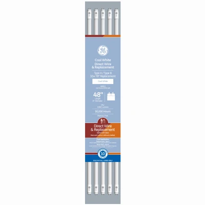 LED Linear Tube Light Bulb, Cool White, Type B, 15 Watt, 48 In., 10-Pk.