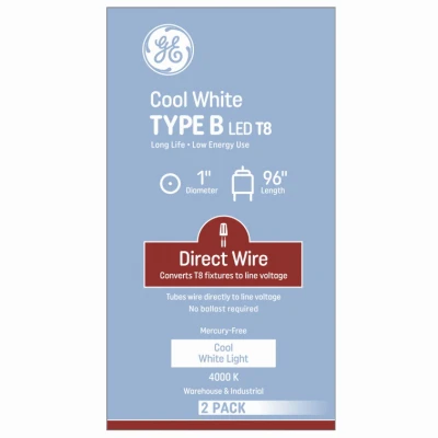 LED Linear Tube Light Bulb, T8, 96 In., 43 Watt, 2-Pk.