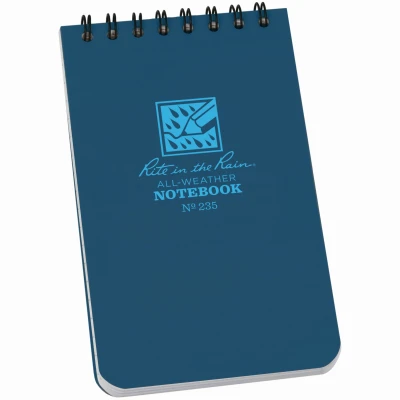 Weatherproof Notebook, Top Spiral, Blue, 3 X 5-in., Model 235