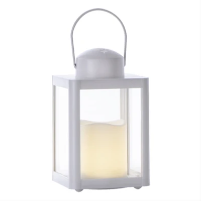 Resin Mini Lantern with Flameless Candle, 6.3 Inches Tall