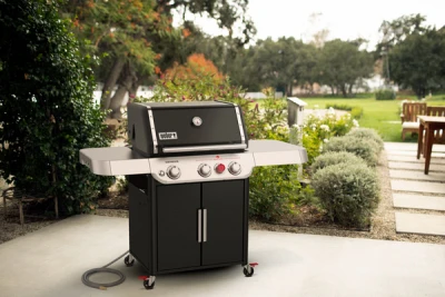 Genesis E-325s Three-Burner Natural Gas Grill with Thirty-Nine Thousand BTUs and Sear Burner in Black