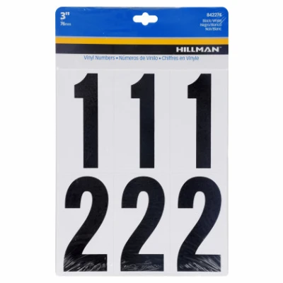 Adhesive House Address Number Pack, Black and White Vinyl, 3-In.