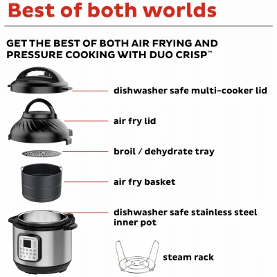 Duo Crisp Plus Air Fryer 11-in-1 Multi-Function Cooker 8 Quart Capacity