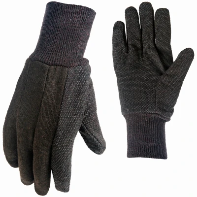 Men's Large Brown Cotton Jersey Mini Dot Work Gloves