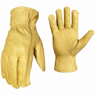 Water Resistant Leather Gloves, Men's L