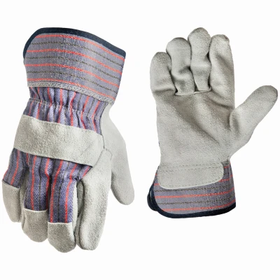 Men's Medium Double Leather Palm Work Gloves for Heavy Duty Protection