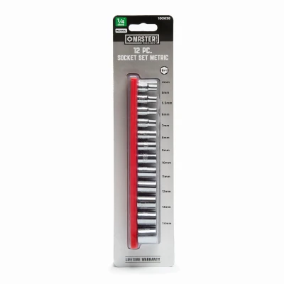 12-Pc. Metric Socket Set, 1/4 In. Drive