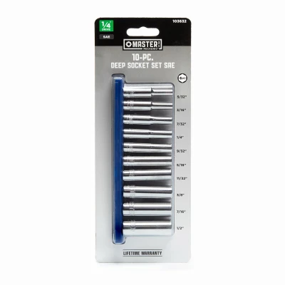 10-Pc. SAE Deep Socket Set, 1/4 In. Drive