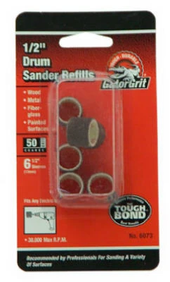 Coarse Drum Sander Resin Cloth Sleeve, 1/2 x 1/2 In., 6-Pk.