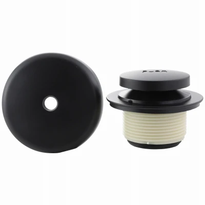 Touch-Toe Tub Drain Trim Kit with Overflow, Matte Black